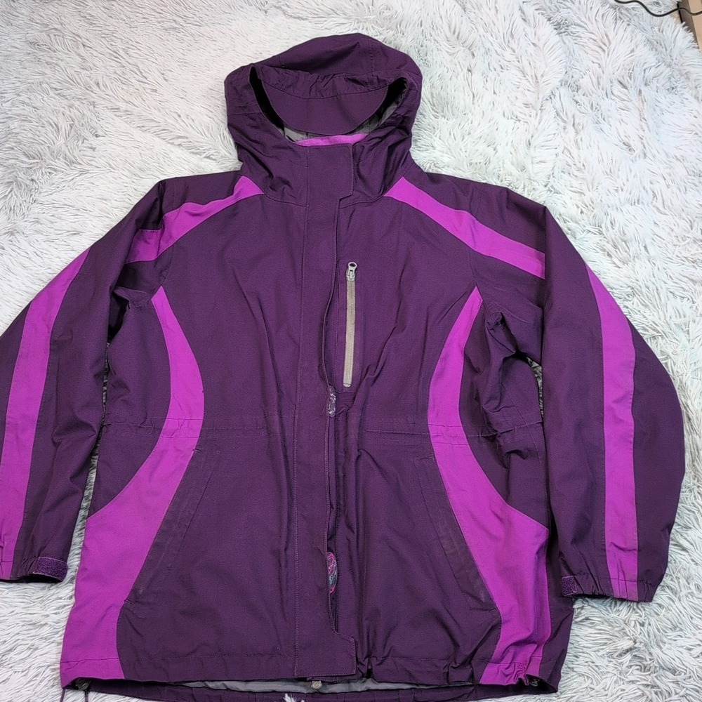 Cabela's Jacket Womens XL Purple Hooded Zip Up Pockets Comfort Gorpcore